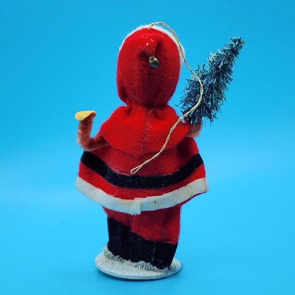 1950s Santa Claus Ornament Japan Red Felt Delta Novelty Bottle Brush Tree - Picture 6 of 10